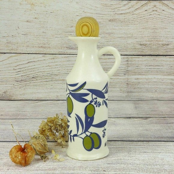 Olive Oil Ceramic Bottle Dispenser Handmade Painted Home Kitchen Decoration - Picture 2 of 9